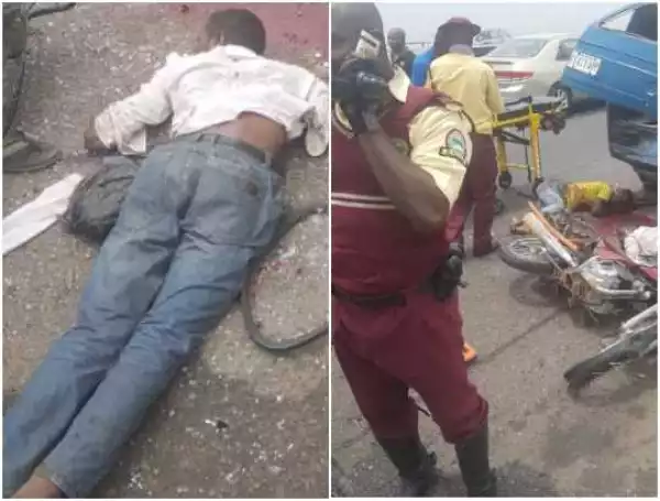 Photos From The Accident That Occurred On 3rd Mainland Bridge This Afternoon [Graphic Photos]